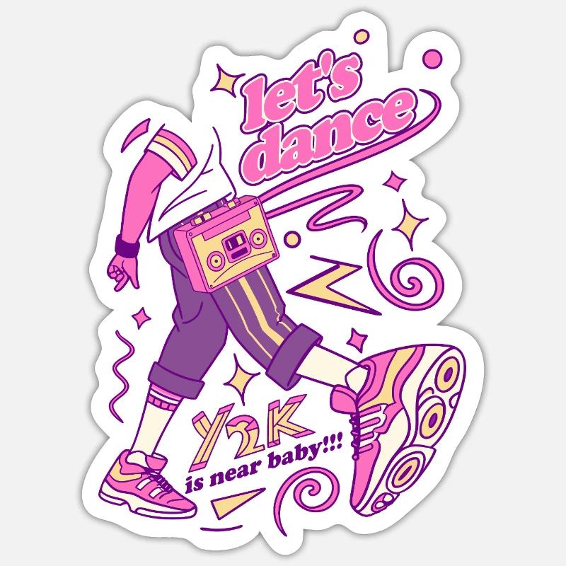 Neon Dance Ghettoblaster-Vibe - Sticker Größe S (10 x 10 cm) - Mattweiß