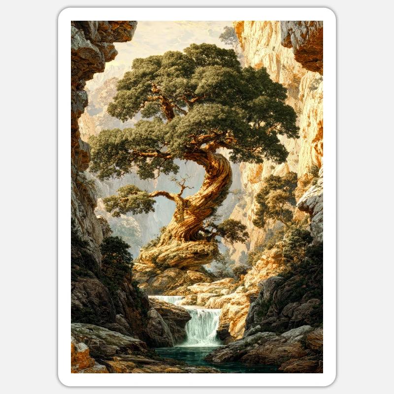 Ancient Tree in Canyon Falls - Sticker size S (10 x 10 cm) - white matte
