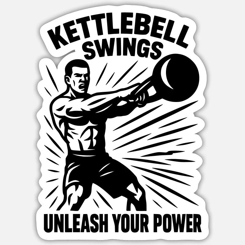 Entraînement avec kettlebell - Sticker taille S (10 x 10 cm) - blanc mat