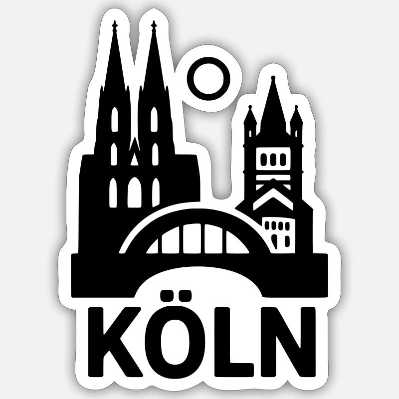 Köln Silhouette - Sticker Größe S (10 x 10 cm) - Mattweiß