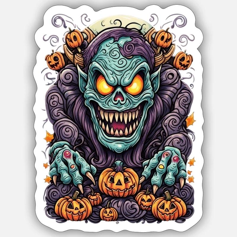 Sinister Halloween Hell Creature - Sticker size S (10 x 10 cm) - white matte