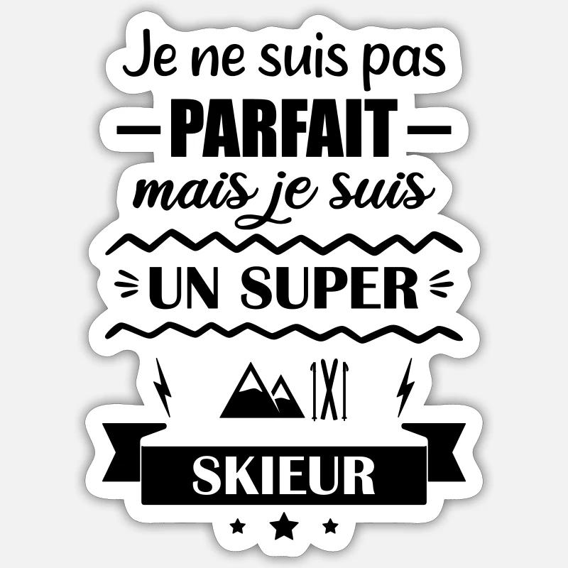 Super Skifahrer Winter Berg - Sticker Größe S (10 x 10 cm) - Mattweiß