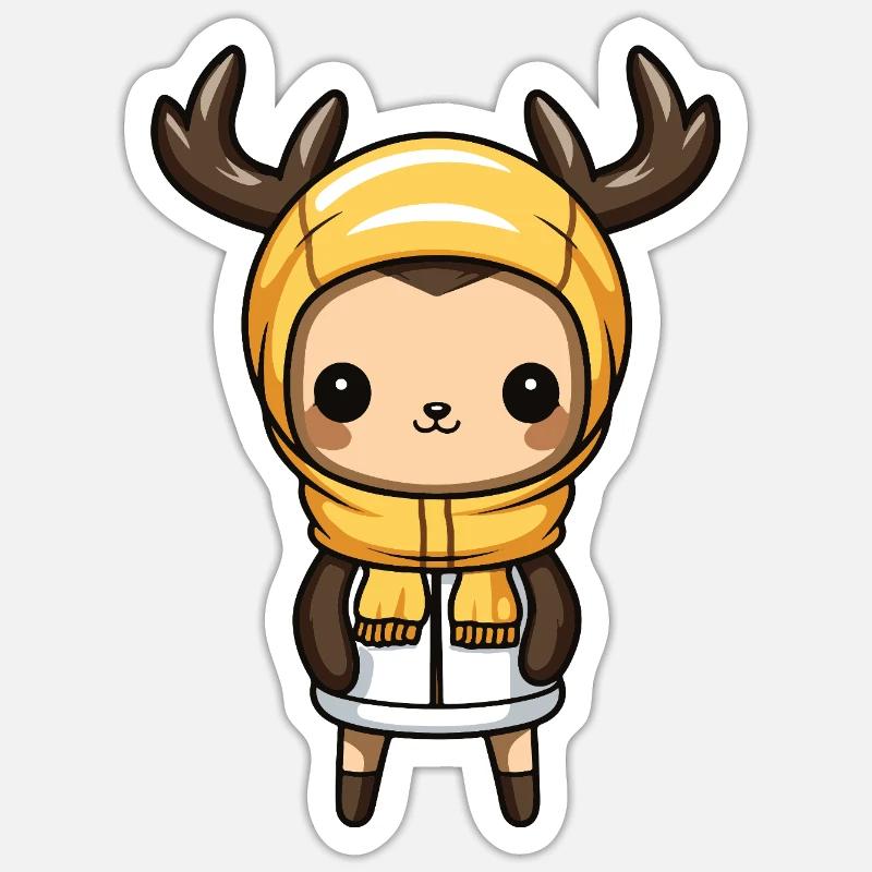 Deer Cute Comic Winter - Sticker size S (10 x 10 cm) - white matte
