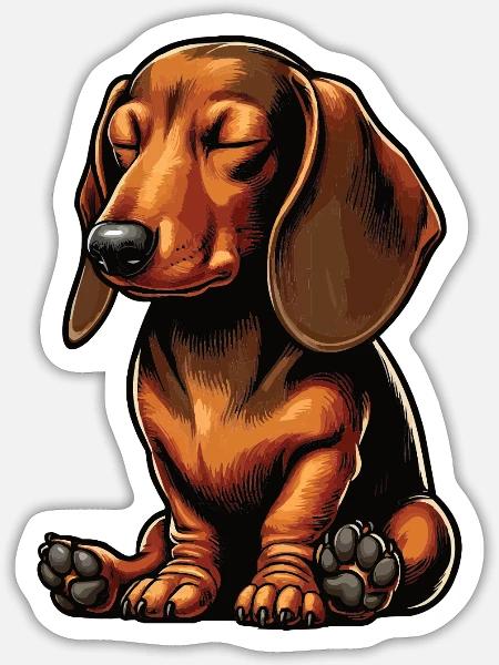 Dackel Dackelbesitzer Dackelliebhaber Dachshund - Sticker Größe S (10 x 10 cm) - Mattweiß