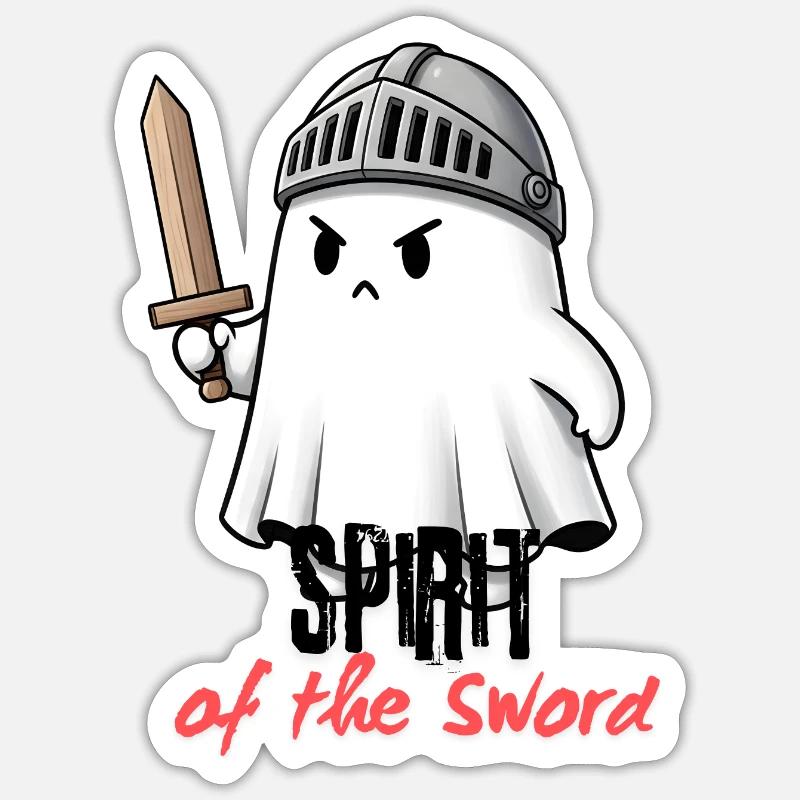 Chevalier fantôme avec épée - Sticker taille S (10 x 10 cm) - blanc mat