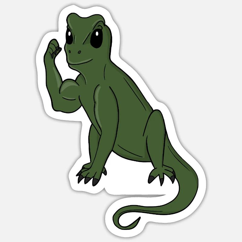 Lézard vert Flex - Sticker taille S (10 x 10 cm) - blanc mat