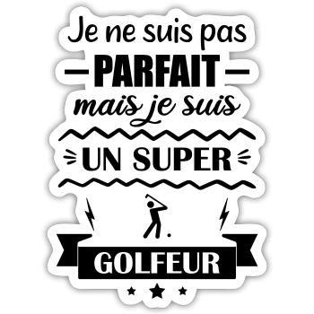 Super Golfeur Passion Green Golf  - Sticker taille S (10 x 10 cm) - blanc mat - Devant