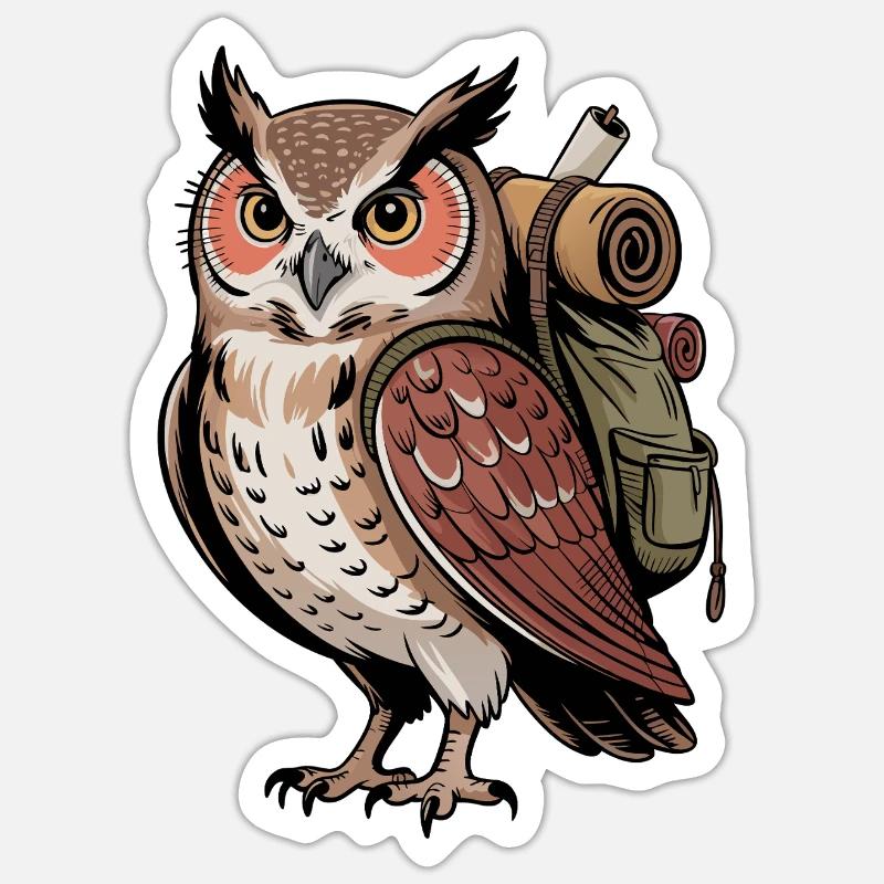 Wandernde Eule - Sticker Größe S (10 x 10 cm) - Mattweiß