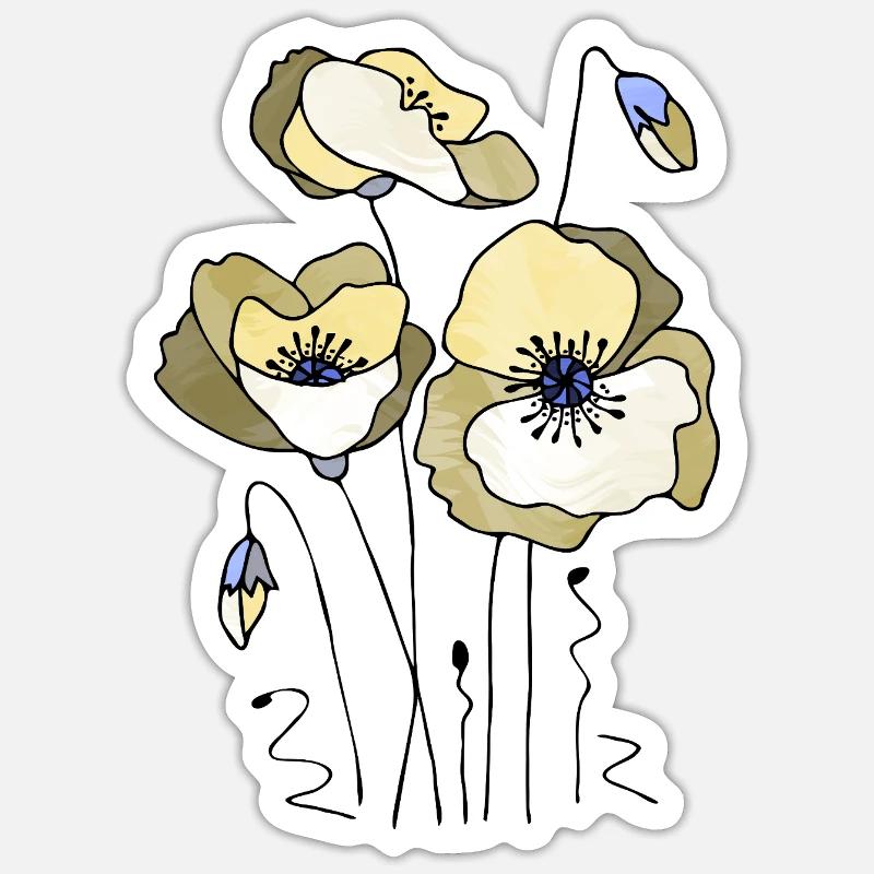 Fleur - Sticker taille S (10 x 10 cm) - blanc mat