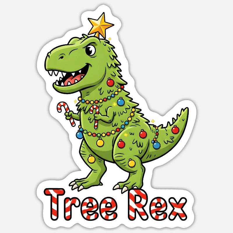 Tendance de Noël Tree Rex Sticker taille S (10 x 10 cm)