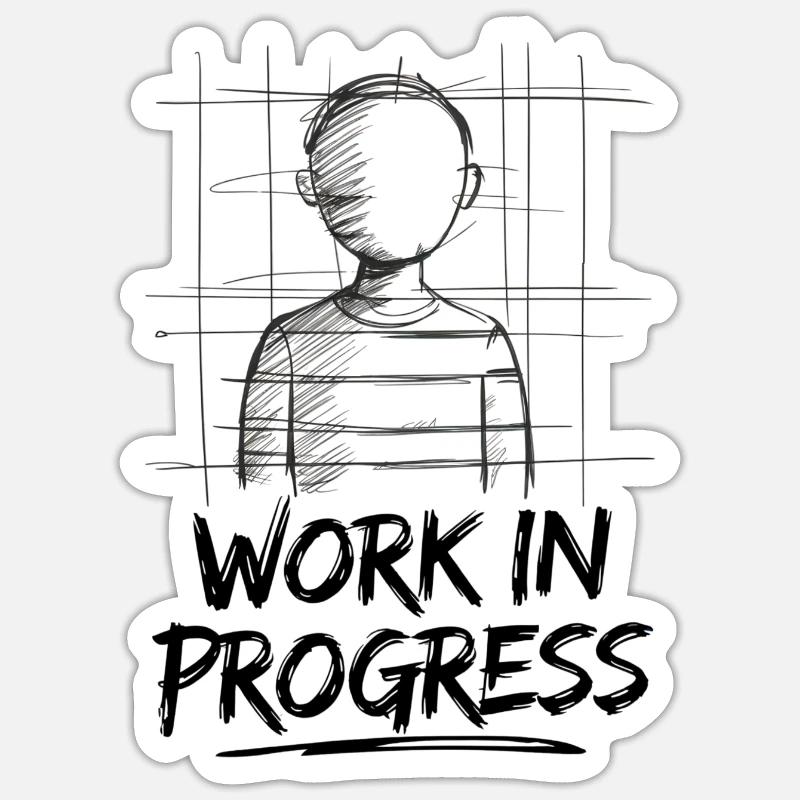 Work in Progress – Unvollendete Kunst Sticker Größe S (10 x 10 cm)