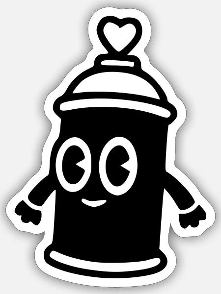 Graffiti Spraydose | Street Art mit Herz - Sticker Größe S (10 x 10 cm) - Mattweiß