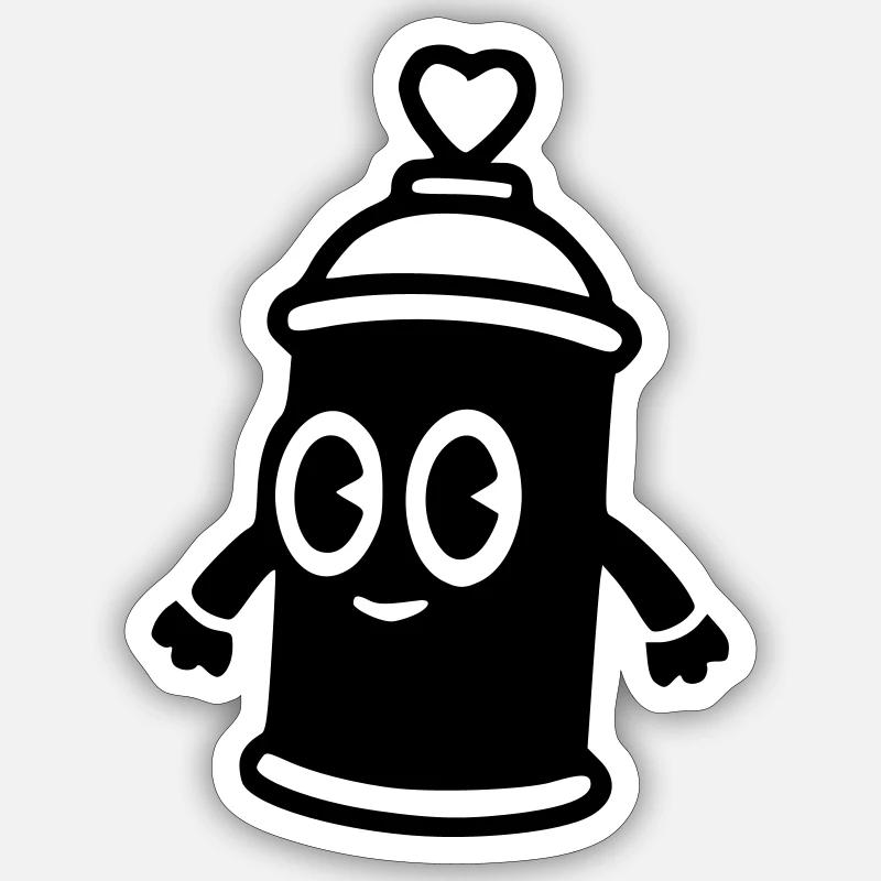 Graffiti Spraydose | Street Art mit Herz - Sticker Größe S (10 x 10 cm) - Mattweiß