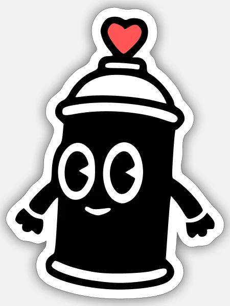 Graffiti Spraydose | Street Art mit Herz - Sticker Größe S (10 x 10 cm) - Mattweiß