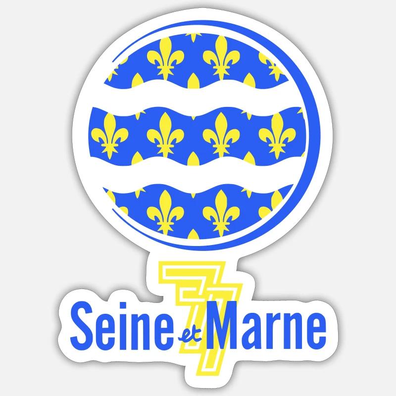 Logo seine et marne 77 - Sticker taille S (10 x 10 cm) - blanc mat