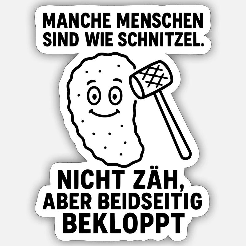 bekloppte menschen schnitzel - Sticker Größe S (10 x 10 cm) - Mattweiß