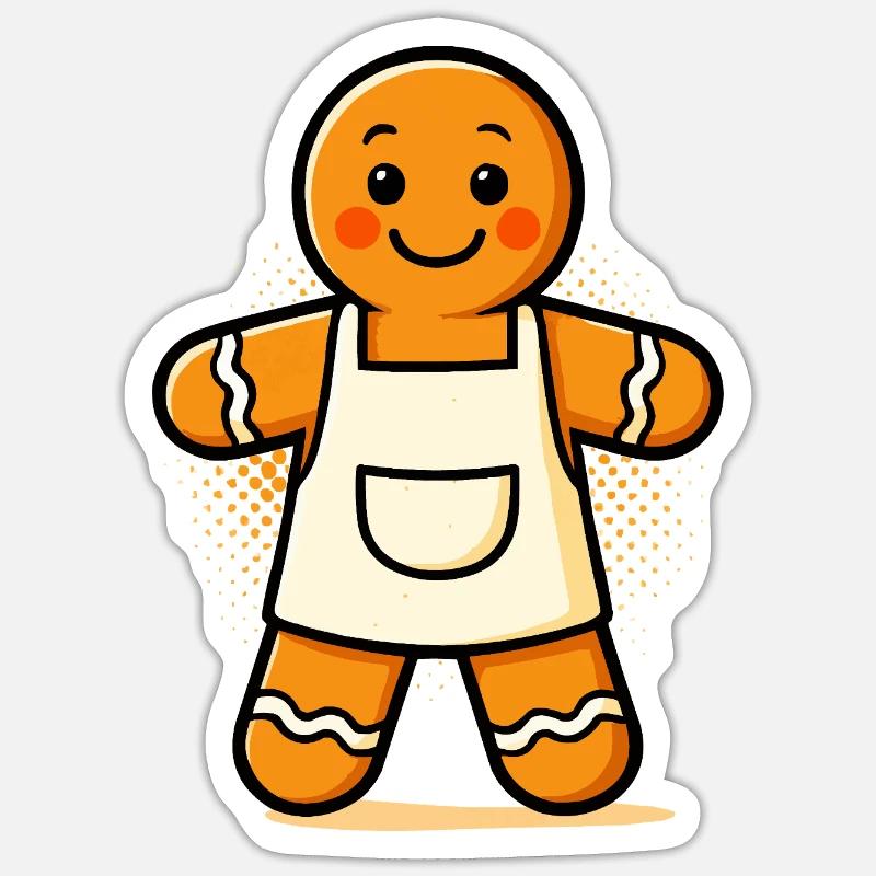 Gingerbread man with apron - Sticker size S (10 x 10 cm) - white matte