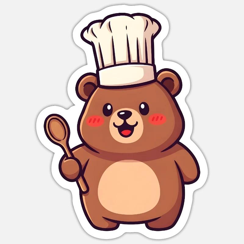 Chefbärchen with chef's hat - Sticker size S (10 x 10 cm) - white matte
