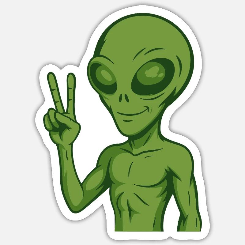 Alien Extraterrestrial Peace Peace - Sticker size S (10 x 10 cm) - white matte