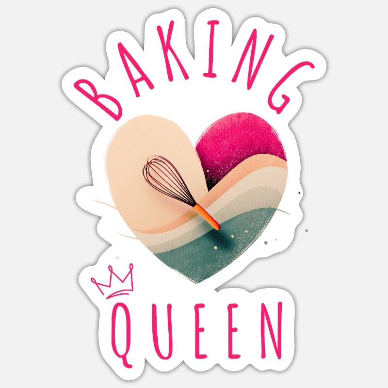 "Baking Queen - Heart!" - Sticker size S (10 x 10 cm) - white matte