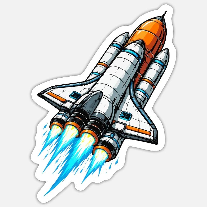 Spaceship Space Rocket - Sticker size S (10 x 10 cm) - white matte