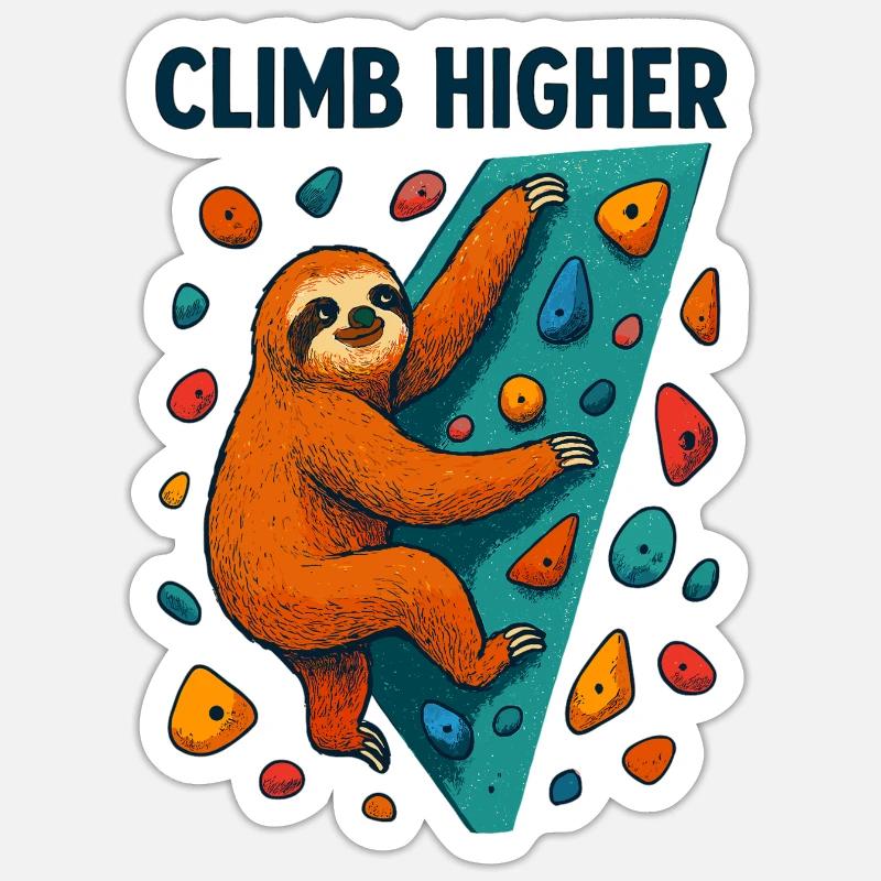 Bouldering Sloth Climbing Gift - Sticker size S (10 x 10 cm) - white matte