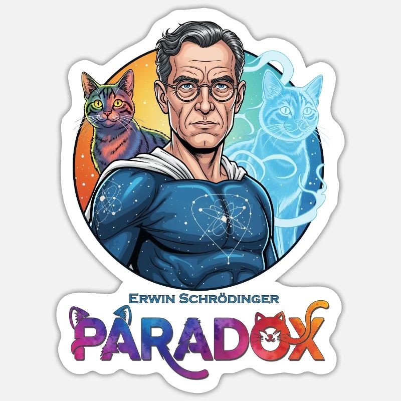 Paradoxe Cosmo Schrödinger - Sticker taille S (10 x 10 cm) - blanc mat