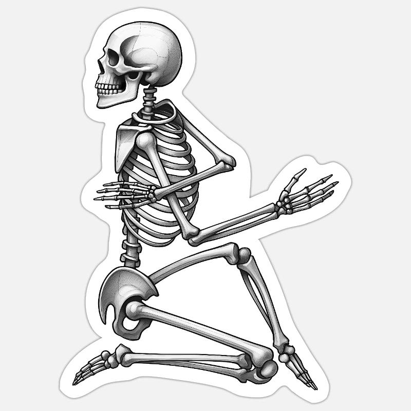 SKELETON DANCER - black & white - Sticker taille S (10 x 10 cm) - blanc mat