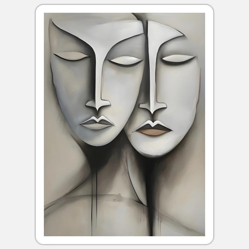 Faces, faces - Sticker size S (10 x 10 cm) - white matte