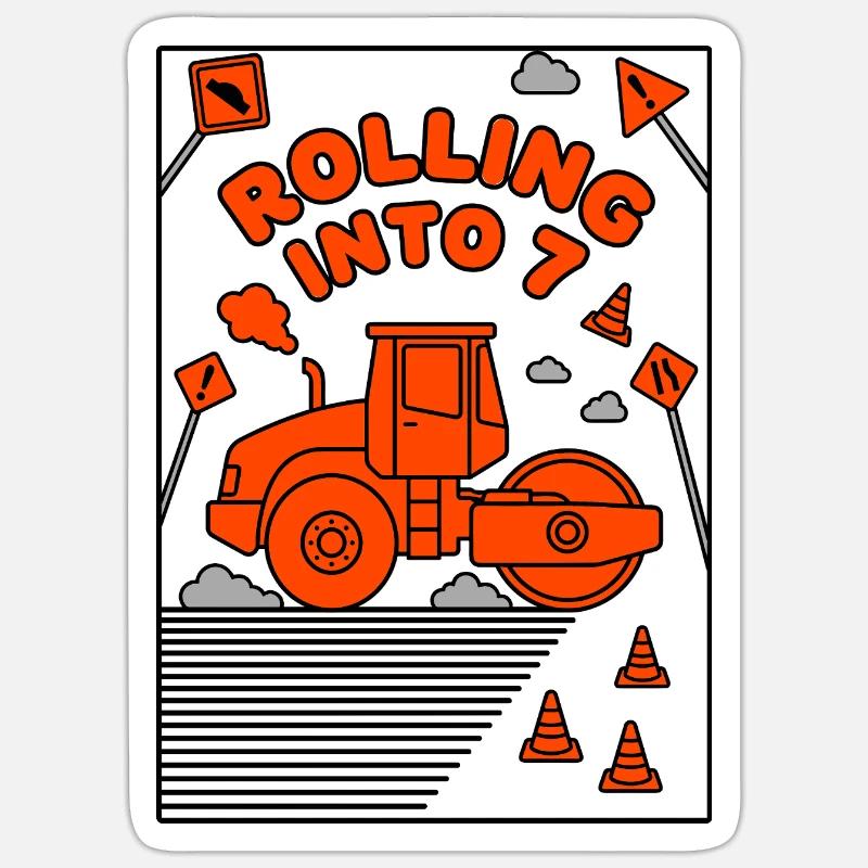 Rolling Into 7 Steamroller - Sticker size S (10 x 10 cm) - white matte