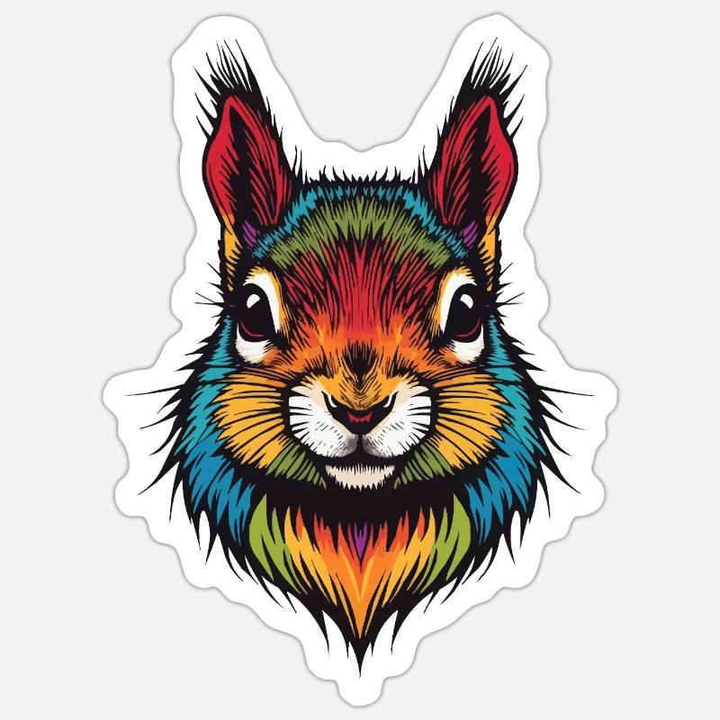 Buntes Eichhörnchen tierische Farbexplosion - Sticker Größe S (10 x 10 cm) - Mattweiß