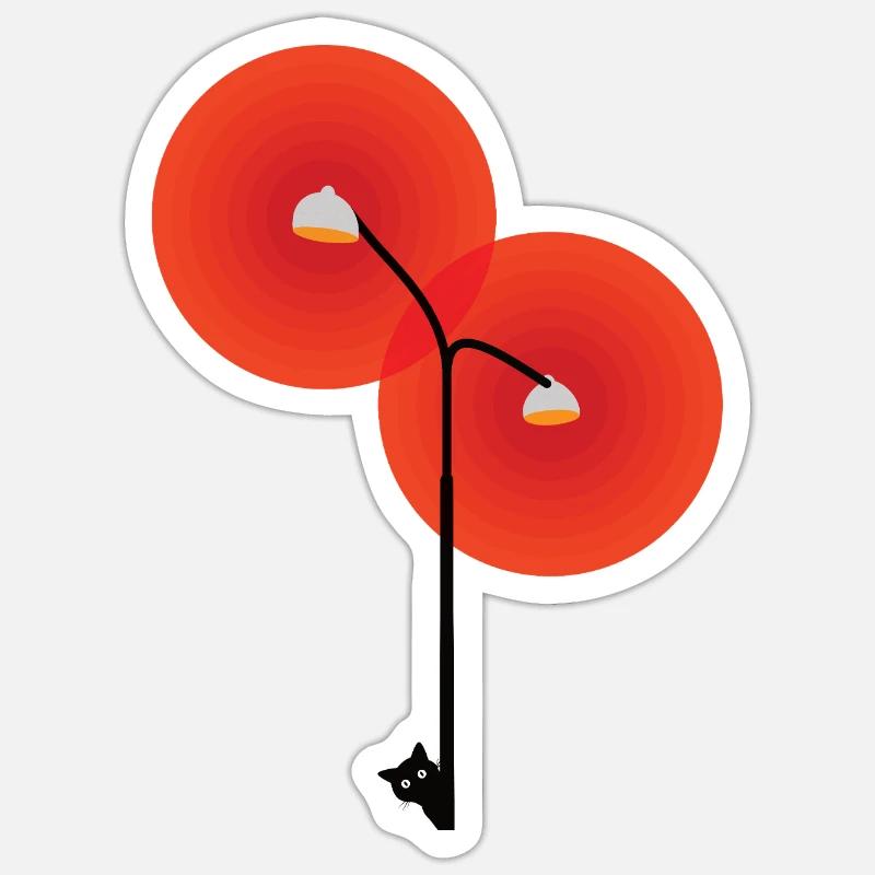 Lampadaire avec chat Sticker taille S (10 x 10 cm)