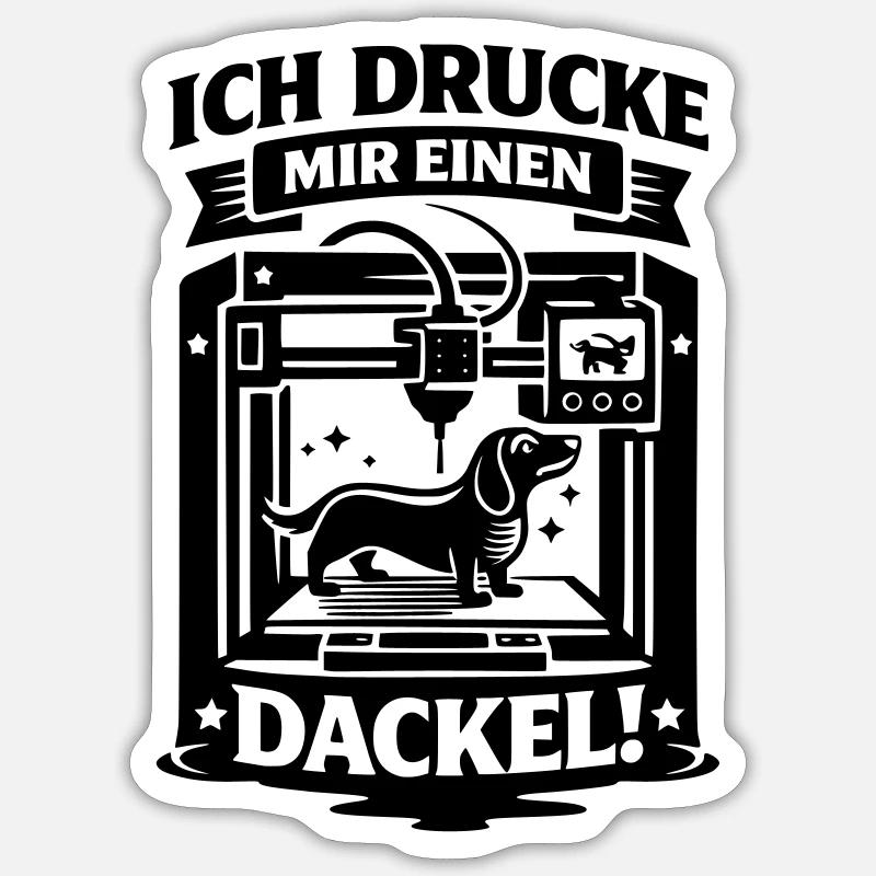 Dachshund 3D Printer Crafting Dog Sticker size S (10 x 10 cm)
