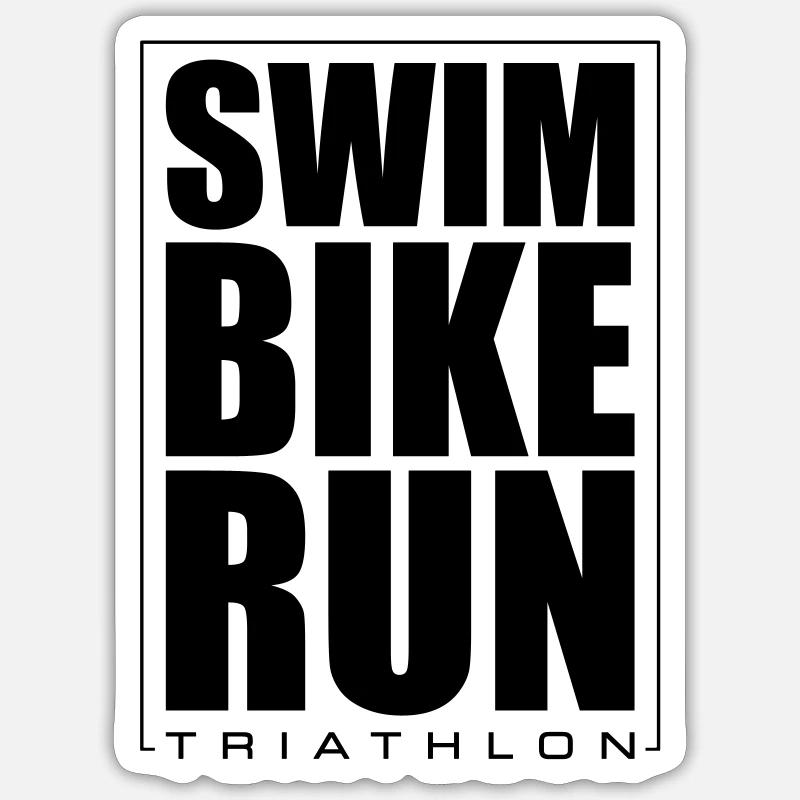 Triathlon Natation Course Cyclisme - Sticker taille S (10 x 10 cm) - blanc mat