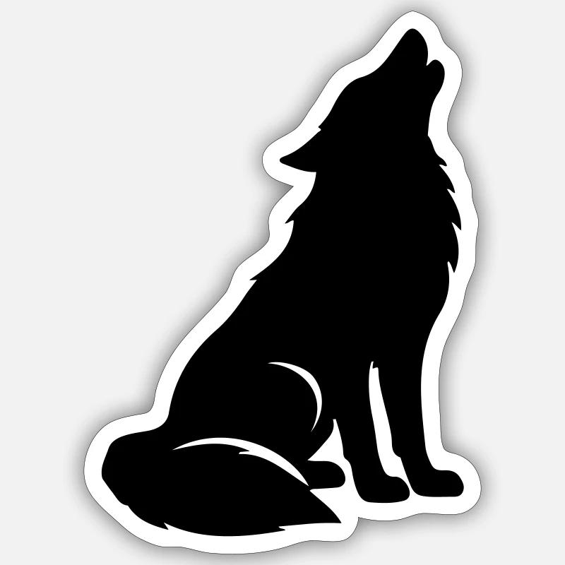Wolf Silhouette - Sticker Größe S (10 x 10 cm) - Mattweiß