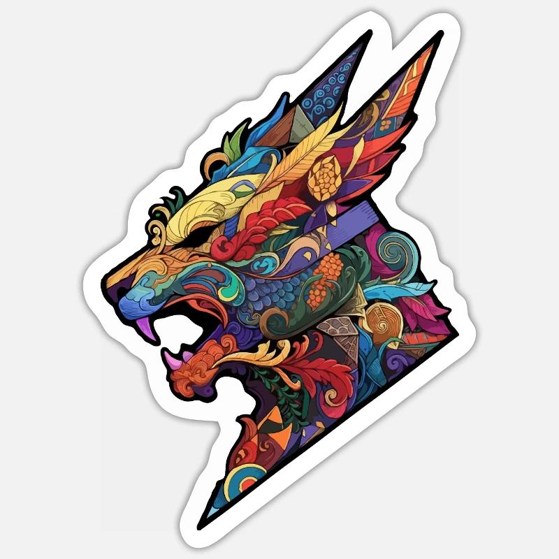 Kaleidoscopic Dragon: Folklore Fire Sticker size S (10 x 10 cm)