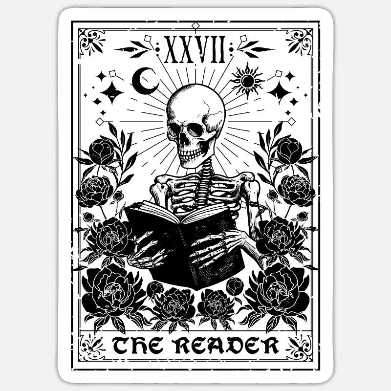 The Skeleton Reader Mystical Tarot  - Sticker size S (10 x 10 cm) - white matte
