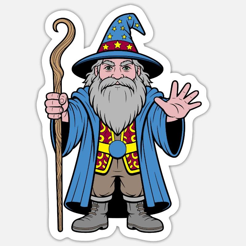 Cosmic Wizard in Starry Hat - Sticker size S (10 x 10 cm) - white matte