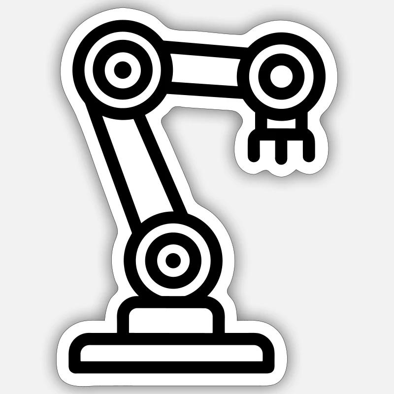 Roboterarm - Sticker Größe S (10 x 10 cm) - Mattweiß