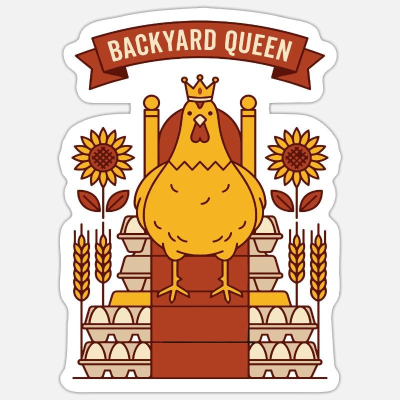 Backyard Queen Chicken Sticker size S (10 x 10 cm)
