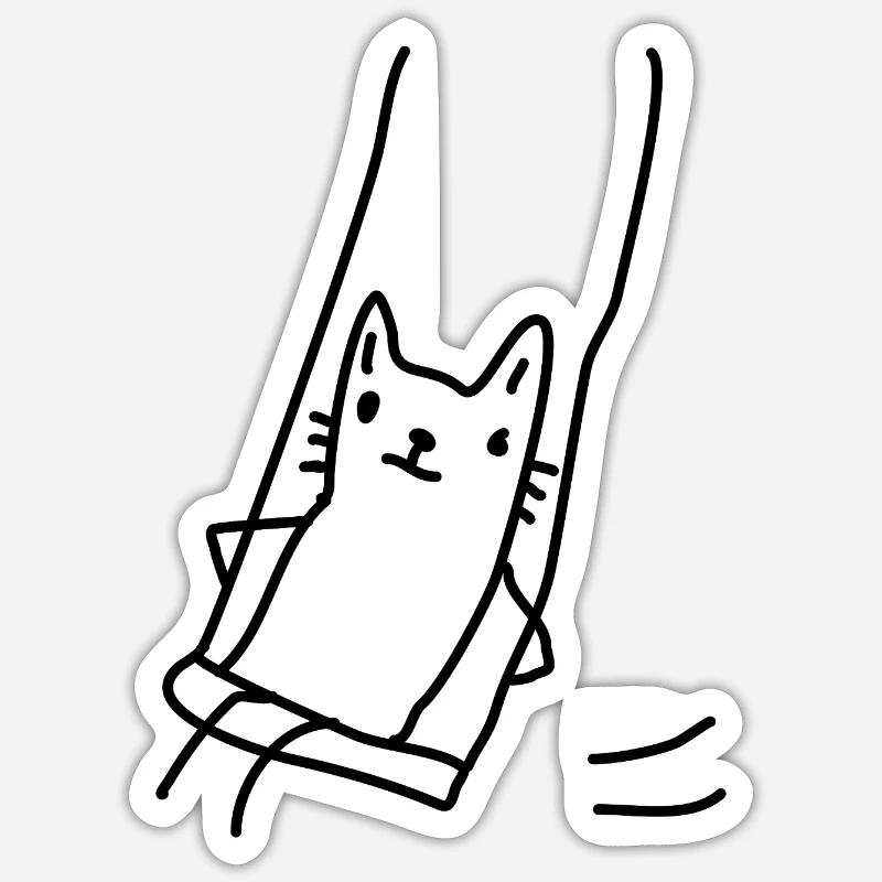 Balançoires de chat - Sticker taille S (10 x 10 cm) - blanc mat