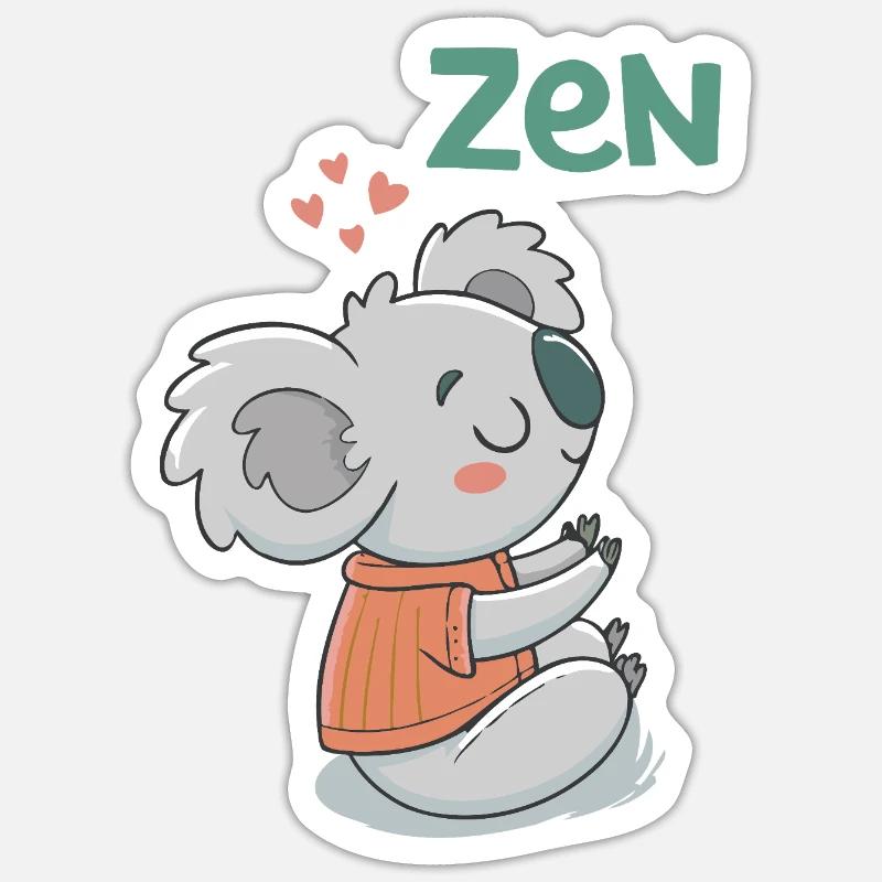 Koala Zen im orangefarbenen Pullover Sticker Größe S (10 x 10 cm)