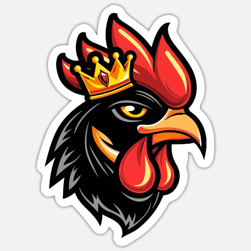 Hahn Kopf Krone - Sticker Größe S (10 x 10 cm) - Mattweiß