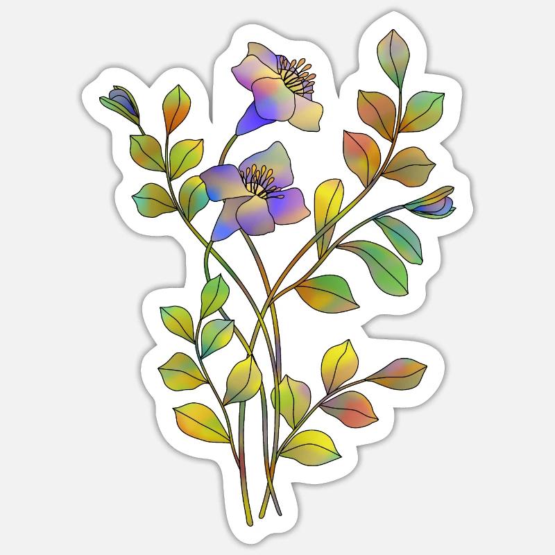 Fleur - Sticker taille S (10 x 10 cm) - blanc mat