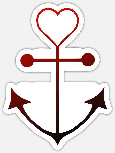 Herzanker - Sticker Größe S (10 x 10 cm) - Mattweiß