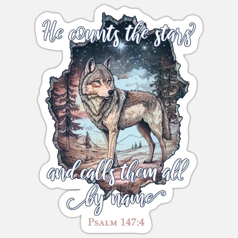 Wolf Christian - Sticker size S (10 x 10 cm) - white matte