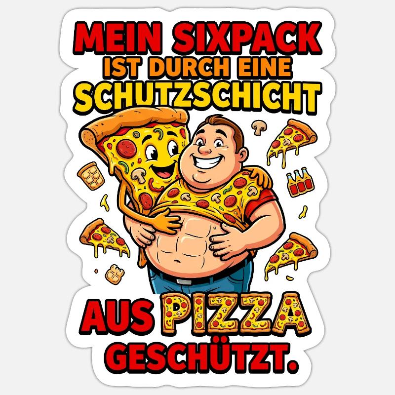 Pizza Sixpack Protective Layer Meme - Sticker size S (10 x 10 cm) - white matte