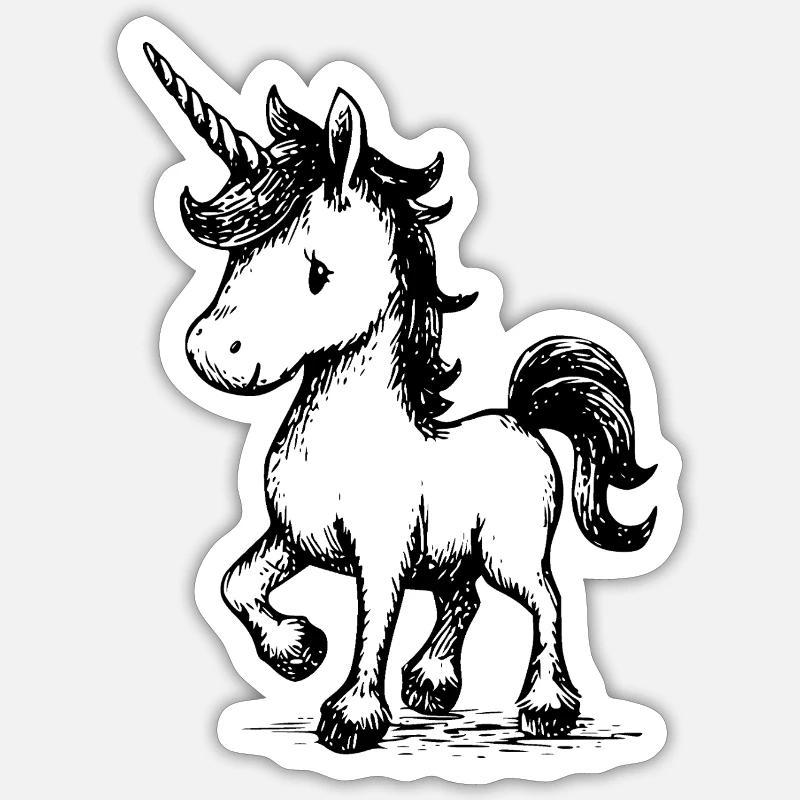 Licorne mignonne - Sticker taille S (10 x 10 cm) - blanc mat