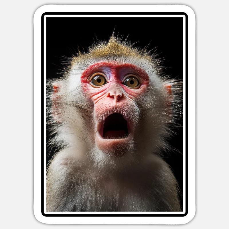 Macaque Macaque - Sticker taille S (10 x 10 cm) - blanc mat