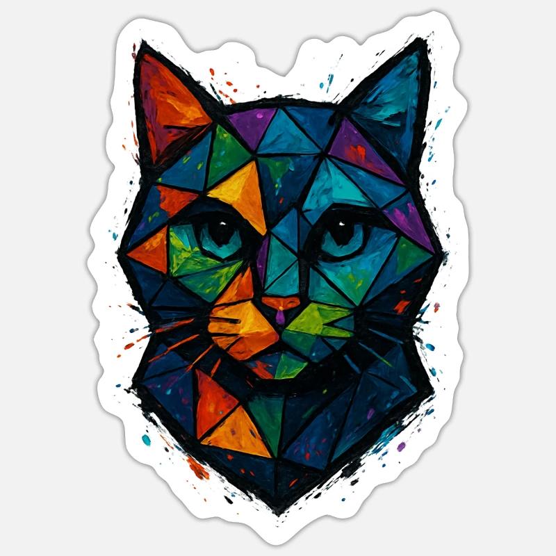 Cat Low Poly – geometrisches Mesh-Polygon-Kunstdesign Sticker Größe S (10 x 10 cm)